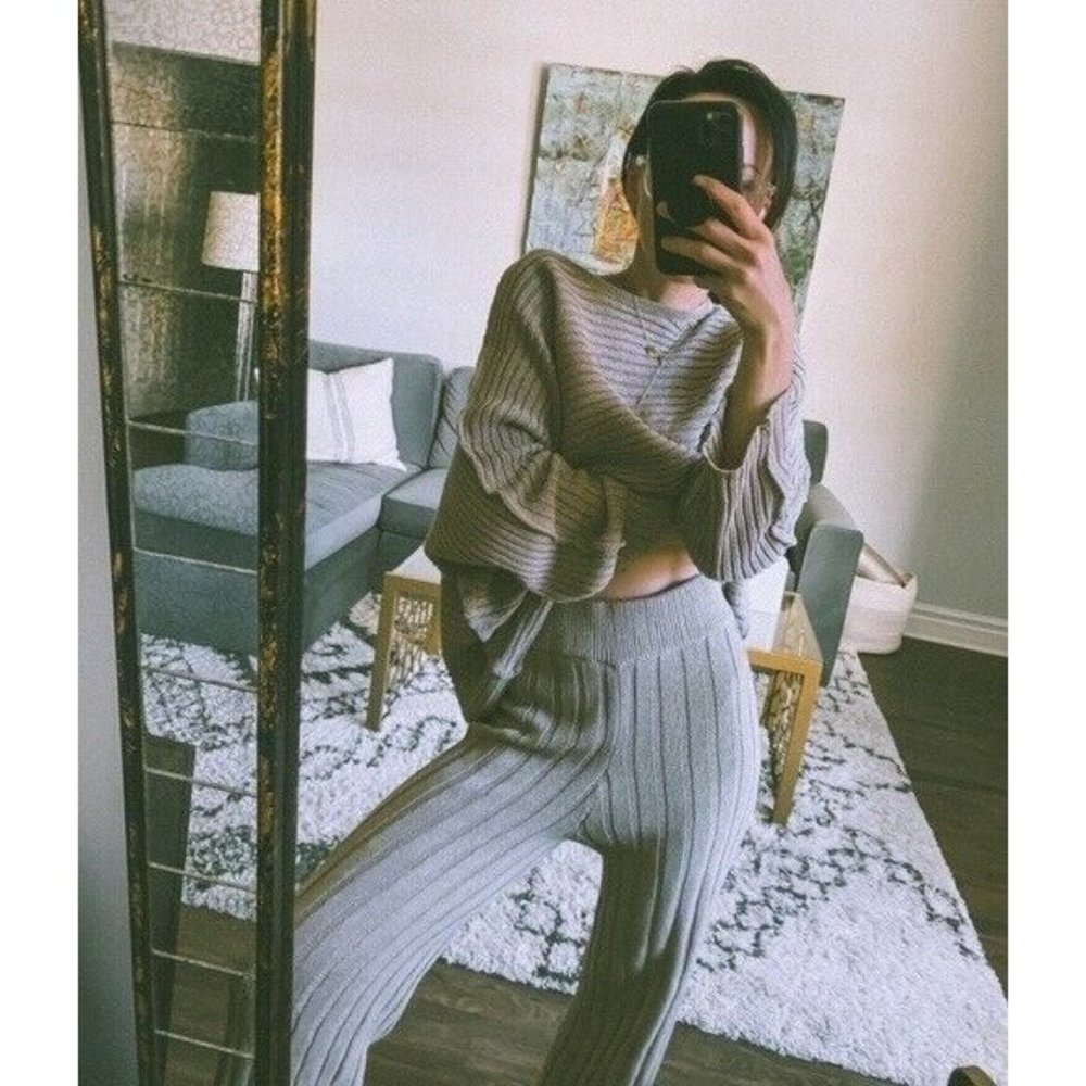 NEW FREE PEOPLE BEACH RIBBED IMOGENE SWEATER SET